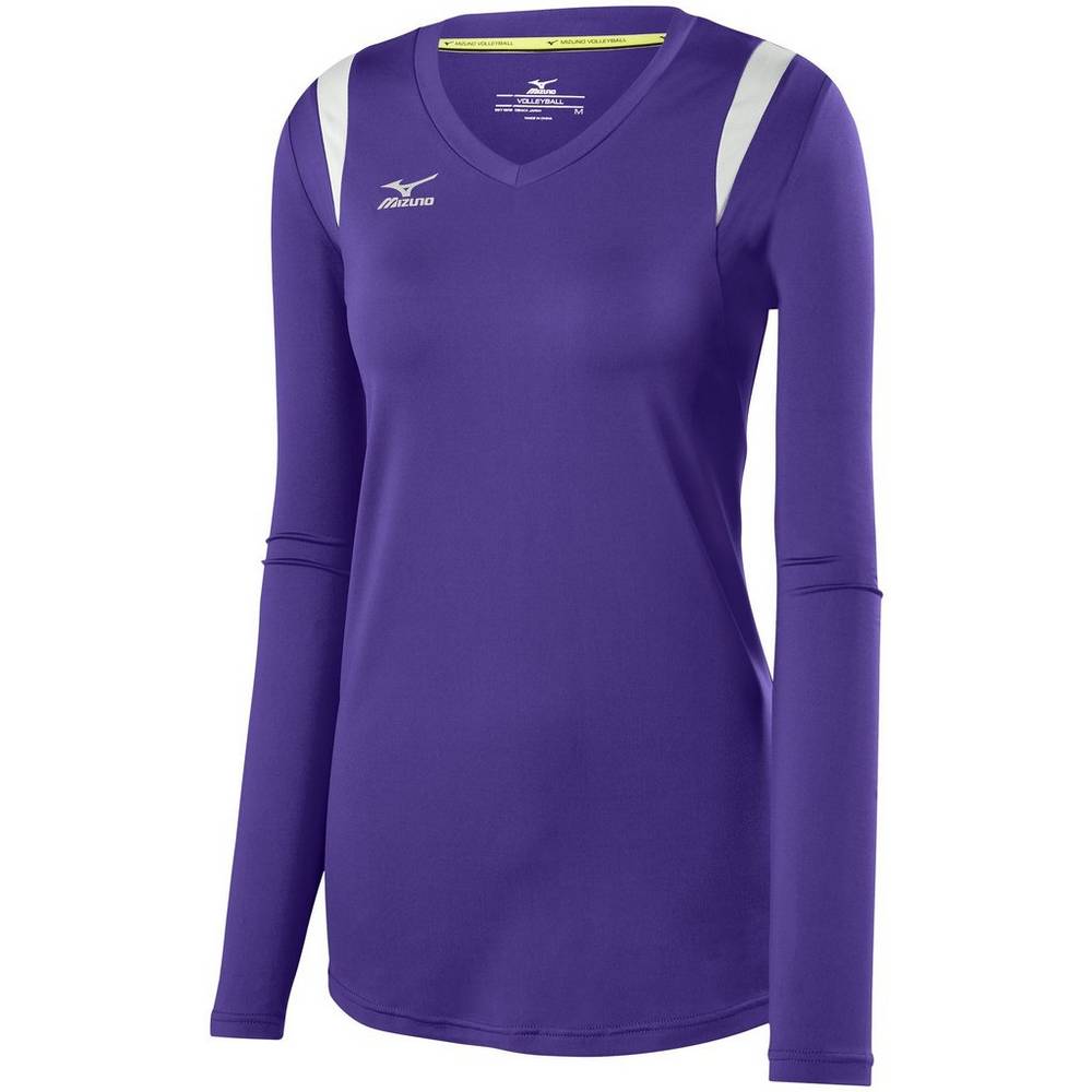 Maglia Mizuno Pallavolo Balboa 5.0 Long Sleeve Donna - Viola/Argento - 72043-CABV